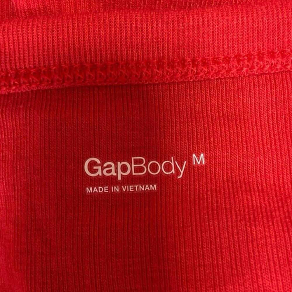 Gap Red V Neck Button Front Stretch Pullover Long… - image 3